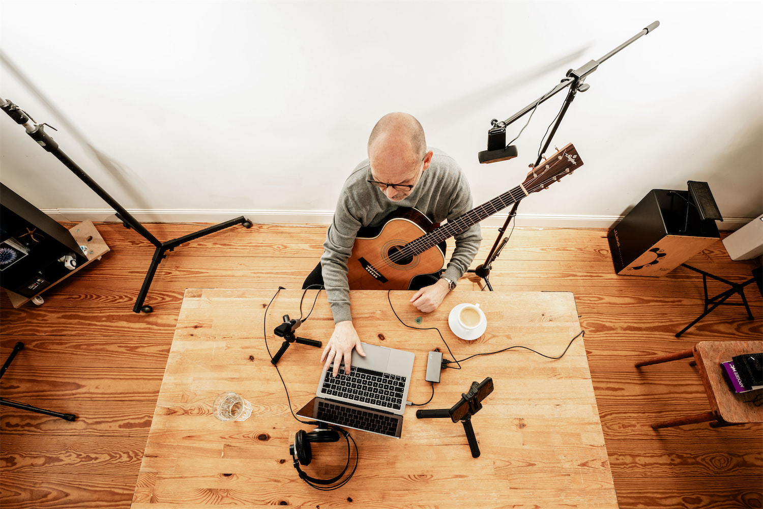 Arbeitsplatz Online-Unterricht Gitarrenlehrer
